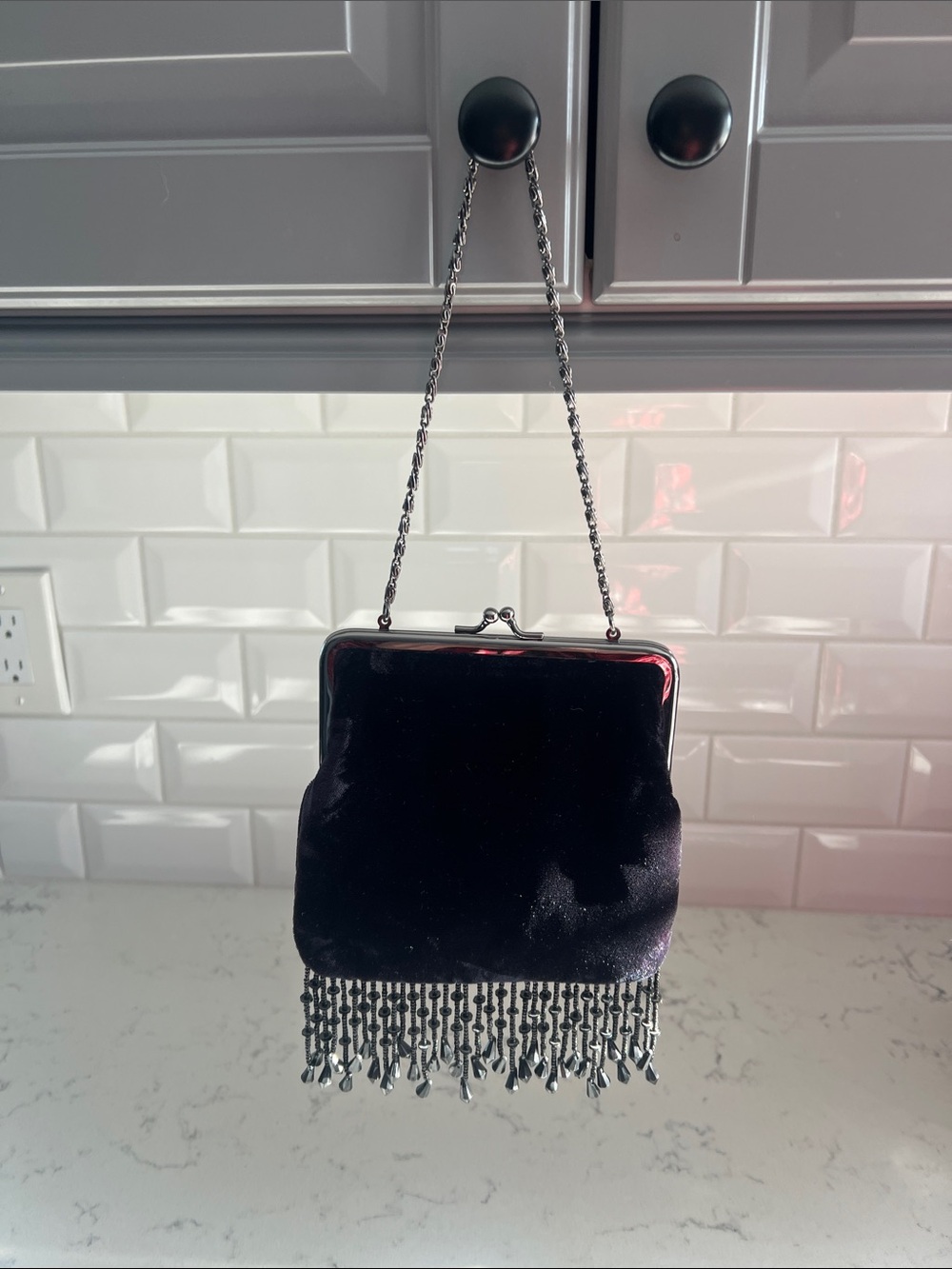 Accents velvet beaded little bag